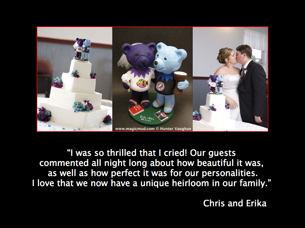 Jerry Bear with Djembe Drum Wedding Cake Topper